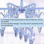 Foldable Drying Rack with 24 Clips for Drying Socks Lingerie Baby Clothes Drying Towels Rotatable Sock Drying Rack