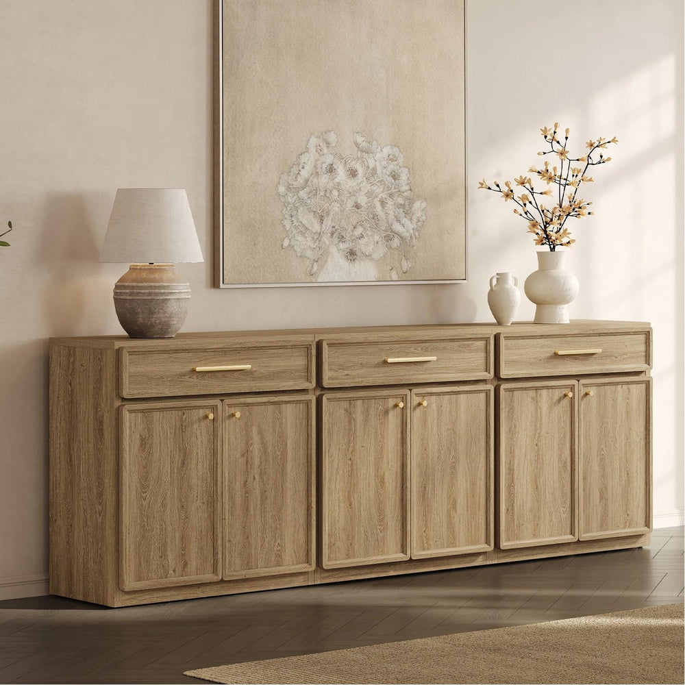 SICOTAS Buffet Cabinet with Storage Tall Modern Accent Storage Cabinet with D...