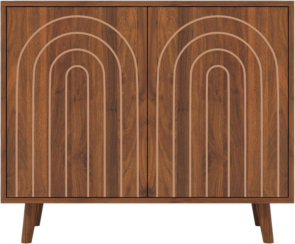 weselon Accent Cabinet with Carving Lines, Modern Buffet Sideboard with Adjus...