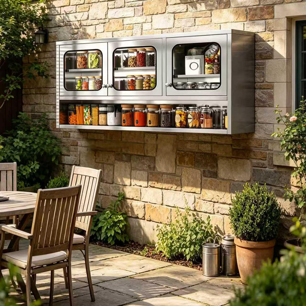 ZZV 59” Kitchen Wall Cabinet, Stainless Steel Wall Mounted Cabinet with Adjustable Shelves, Industrial Wall Storage Cabinet for Garage, Warehouse, No Assembly Required, 11.82D x 59.06W x 27.56H in