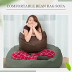 Sliner 2 Pcs Large Stuffed Storage Bean Bag Chair Cover for Kids Adults (no Filler) Stuffable Zipper Beanbag Cover for Organizing Plush Toys or Memory Foam(Khaki and Army Green)