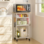 Rolling Kitchen Microwave Cart, 4 Tier Microwave Table Stand with Storage, Kitchen Storage Rack on Wheels, Coffee Station Cart Rack Shelf Organizer for Living Room Office, Balcony