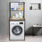 Over Washer and Dryer Shelves,Dryer Storage Shelf,3 Tiers Laundry Room Storage and Organizer Standing Shelf,Height Adjustable Laundry Room Shelves, Load-Bearing Capacity 22lbs (Black+ Oak)