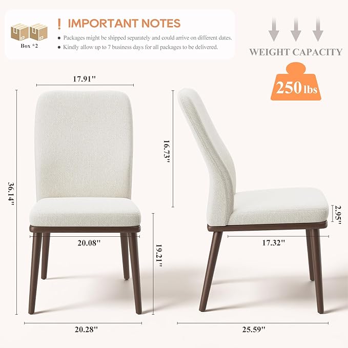 Stylish Dining Chairs Set of 4, Upholstered Parsons Dining Room Chair with Nailhead Trim, Kitchen Room Chair with Thick Cushions and Wood Legs, Modern Contemporary, Beige