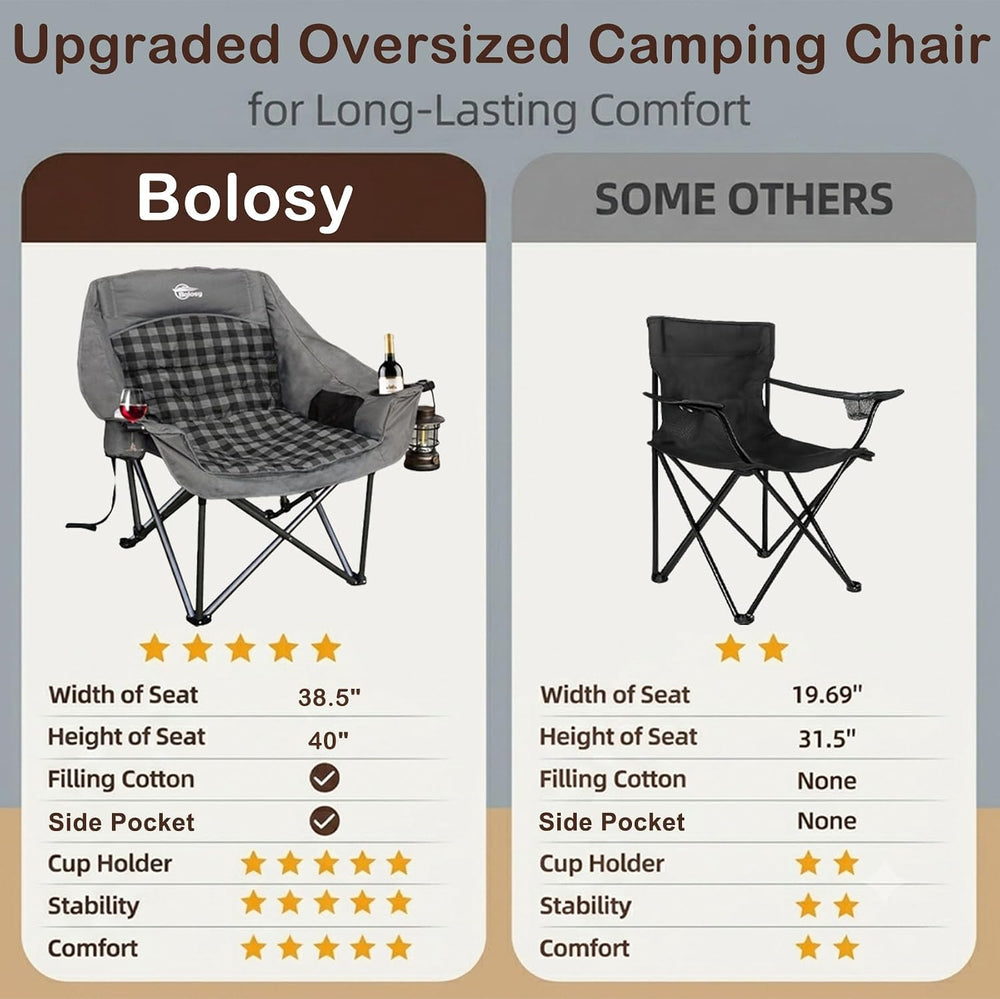 Oversized Camping Chairs for Adults Heavy Duty Padded Outdoor Lawn Chair