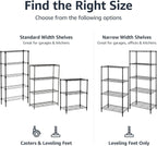 Amazon Basics 5-Shelf Adjustable Heavy Duty Steel Wire Rack Storage Shelving Organizer for Kitchen, Garage, 36" L x 14" W x 72" H, Black