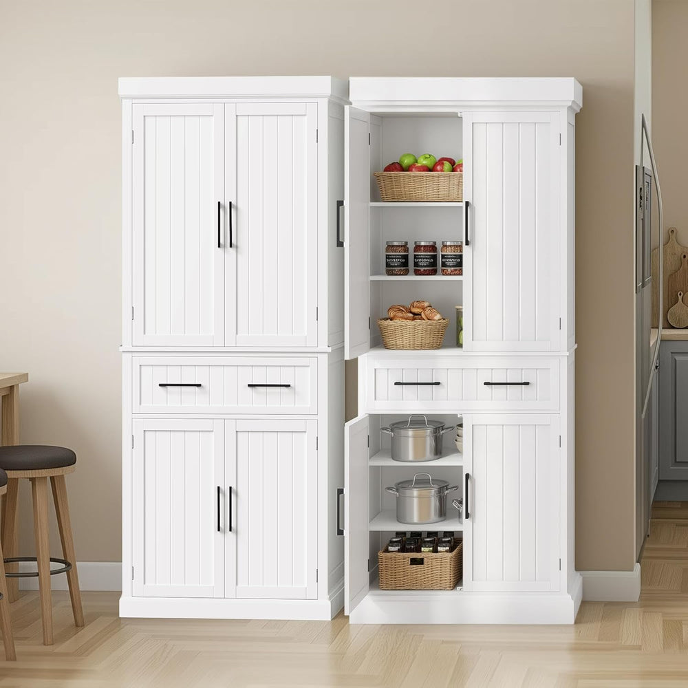 Yaheetech 72.5" H Freestanding 4-Door Kitchen Storage Cabinet,White | St...
