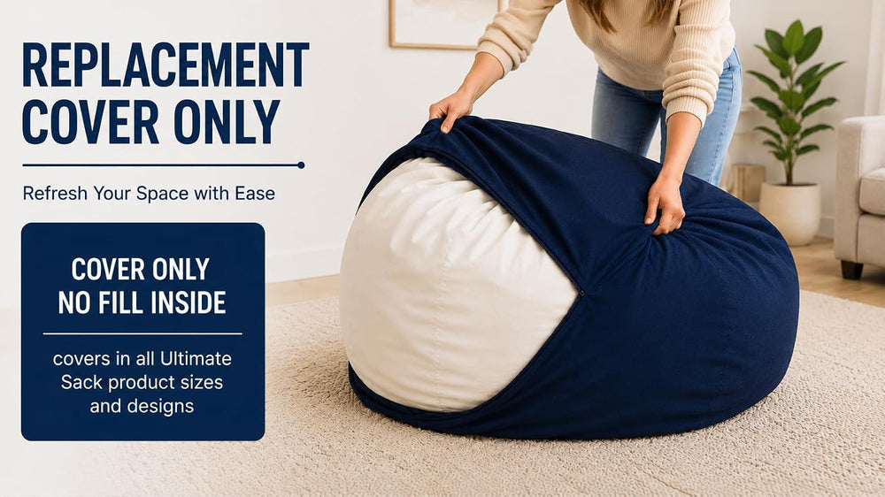ULTIMATE SACK | 6 Ft Bean Bag Chair Replacement Cover Only | Grey Suede | Rem...