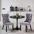 24" Small Round Kitchen Table Set for 2 with Velvet Upholstered Chairs | 3-piece compact dining set with round table, soft upholstered chairs, space-saving design for apartments
