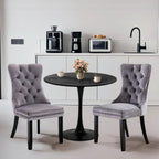 24" Small Round Kitchen Table Set for 2 with Velvet Upholstered Chairs | 3-piece compact dining set with round table, soft upholstered chairs, space-saving design for apartments