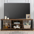 GAZHOME TV Stand for TV up to 65 Inches, TV Cabinet with Open Storage, TV Console Unit with Shelving for Living Room, Entertainment Room, Rustic Brown