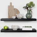 Homeforia Black Floating Shelves 30 inches Long, High End Solid Real Wood 30 inch Floating Shelf for Wall Mounted, Black Wooden 30in Floating Shelves, Heavy Duty Bracket, 30 X 6.5 X 1.75 in, Set of 2