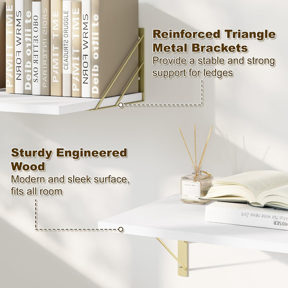 Love-KANKEI Wide Deep Floating Wall Shelves Set of 2,16"x12",Wood,W...