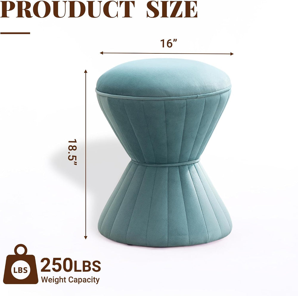 Multifunction Velvet Ottoman, Upholstered Vanity Stool Chair, Sturdy Round Fo...