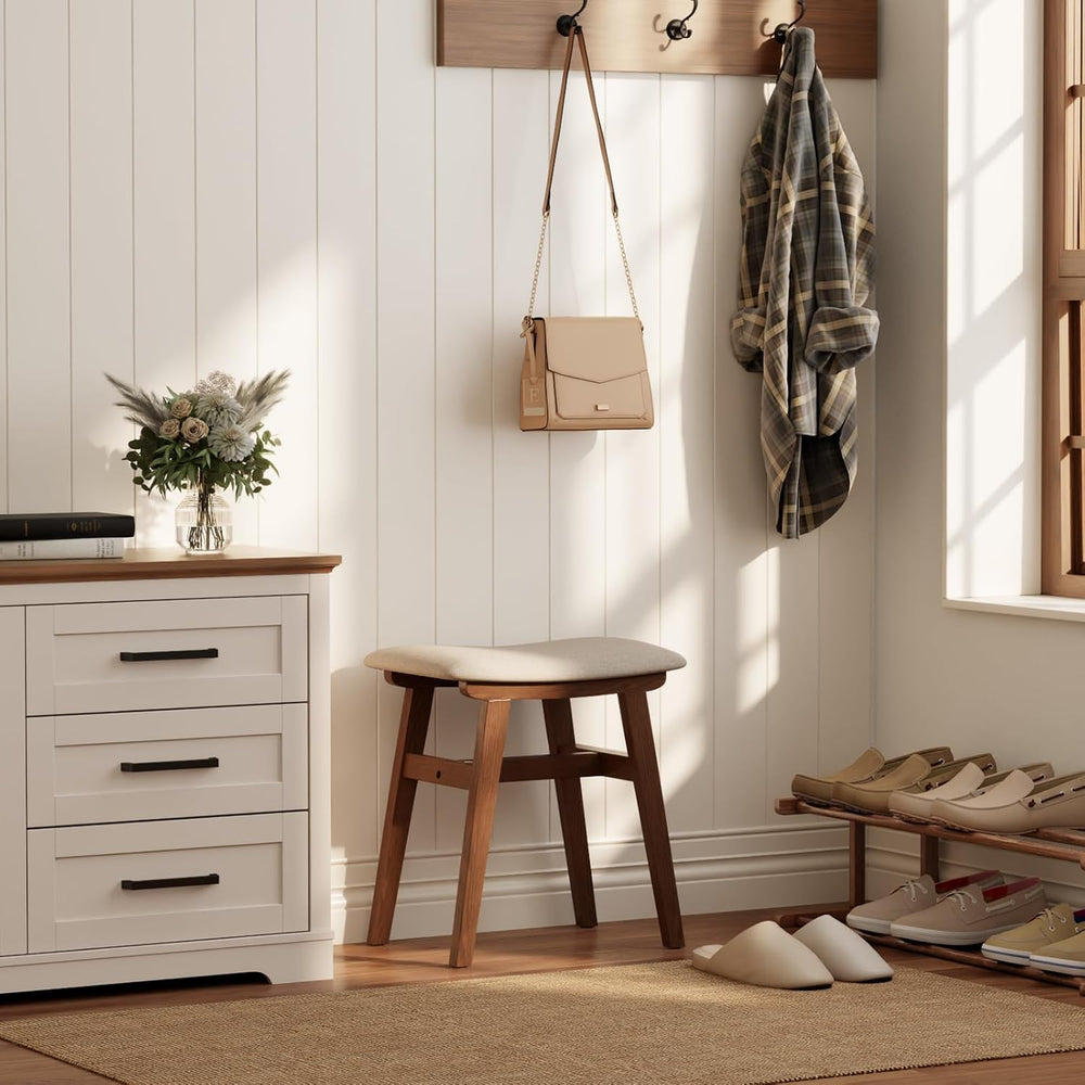 Solid Wood Small Vanity Stool Chair, Makeup Stools for Vanity Desk, Bathroom ...