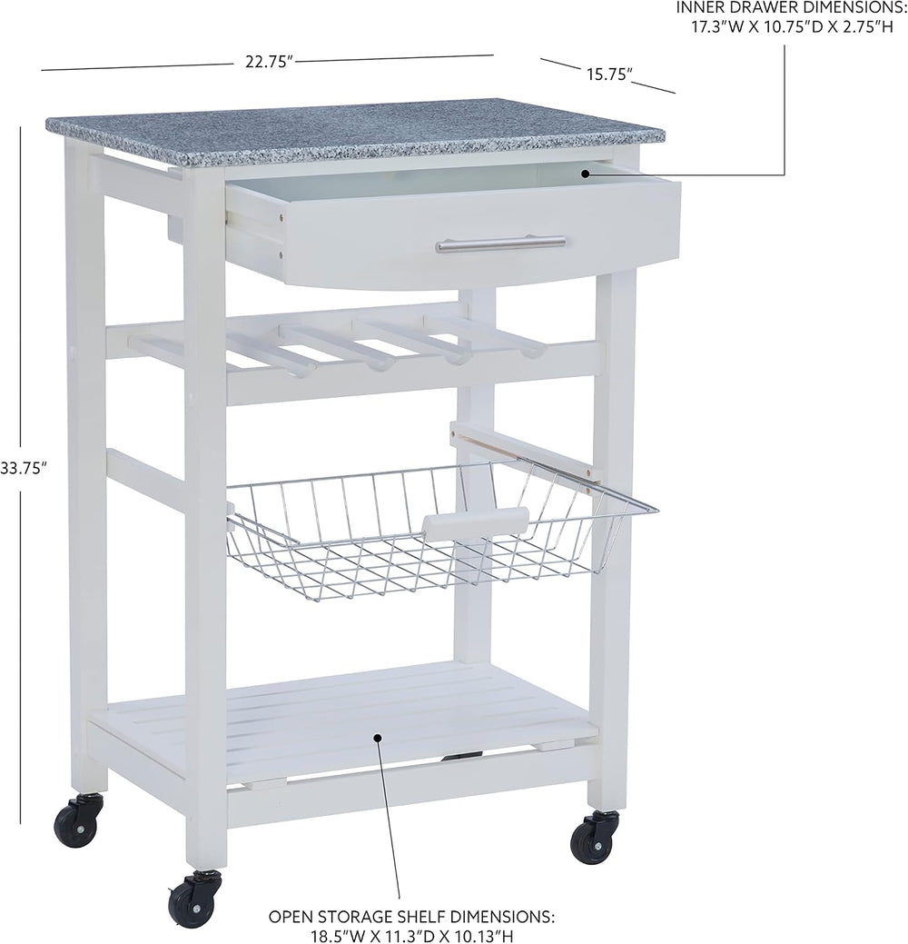 Linon Kitchen Island, White, 22.88 x 15.75 x 33.88