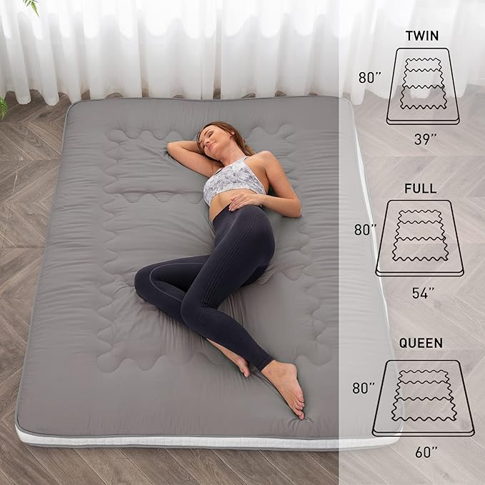 Dr.Futon Japanese Floor Futon Mattress Extra Thick Folding Roll Up Bed Topper...