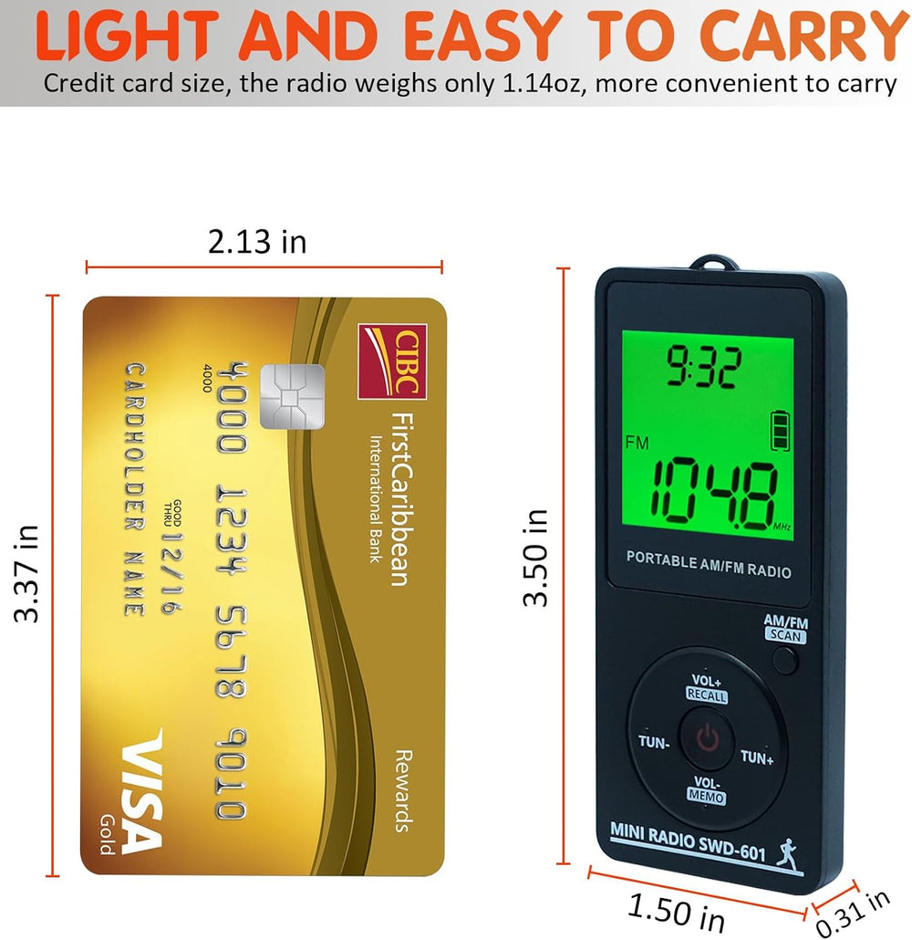 Personal Portable Radio AM FM, Rechargeable Mini Radio with Great Reception