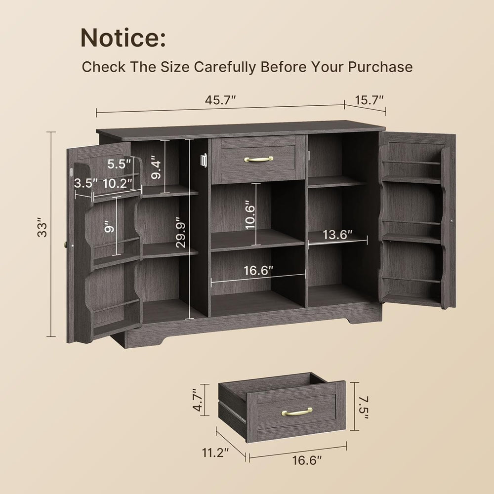 Gizoon 45" Coffee Bar Cabinet with Door and Shelves Kitchen Hutch with C...