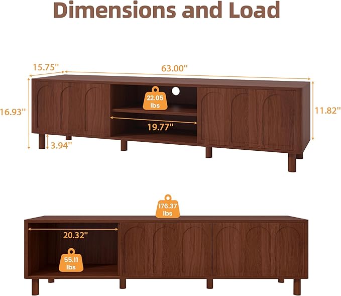 TV Stand for TVs up to 70'', Entertainment Center with Large Storage ...