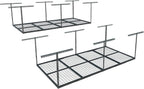 FLEXIMOUNTS 4x8 Overhead Garage Storage Rack, Adjustable Organization System, Heavy-Duty Metal Ceiling Racks, 2 Pack, Hammertone, Classic Series