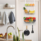 YBING Over The Door Organizer with Hooks Door Hanger Towel Rack with 3 Mesh Baskets Back of Door Hanging Shelf Organizer Behind Door Pantry Organizer for Bathroom Bedroom White
