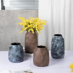 Briful Rustic Ceramic Vase 7” Tall – Handcrafted Vintage Pottery Flower Vase with Distressed White-Wash Finish – Farmhouse Decorative Accent for Table, Shelf, Mantel (Not Watertight), Brown