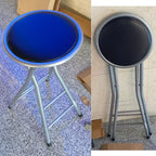 Portable Round Folding Bar Stool, High Chair, Backless Fold up Stool for Home Adults Kitchen Garden, Sitting Height 70cm(27.5inch) (Color : Black)