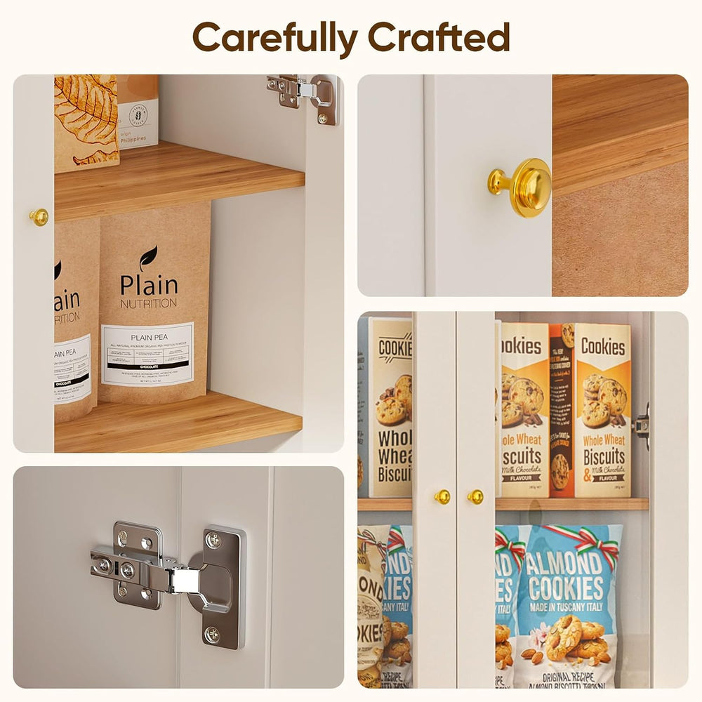 70.8" Tall Farmhouse Modular Kitchen Pantry Cabinet with Glass Doors &am...