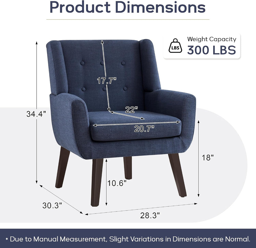HUIMO Accent Chair for Living Room,Upholstered Button Linen Armchair Chair
