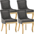 Upholstered Dining Chairs Set of 4, Modern Fabric Side Chairs with Gold Stainless Steel Legs, Accent Kitchen Chairs for Dining Room Table, Grey