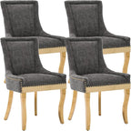 Upholstered Dining Chairs Set of 4, Modern Fabric Side Chairs with Gold Stainless Steel Legs, Accent Kitchen Chairs for Dining Room Table, Grey