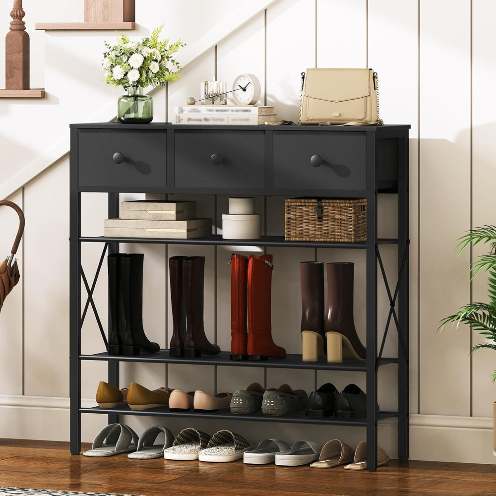 5-Tier Shoe Rack with 3 Drawers, Metal Shoe Organizer for 20 Pairs with Stora...