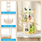 360 Rotating Makeup Organizer - Large Capacity Spinning Perfume & Cosmetic Skincare Holder for Vanity & Countertop (Vibrant Orange, 3 Tier)