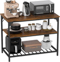 PayLessHere 3 Tiers Kitchen Island 47.2 Inches Width Storage Counter with Large Storage Space Thick Board Top Solid Structure Shelf for Home Kitchen Restaurant Cafe (Brown)