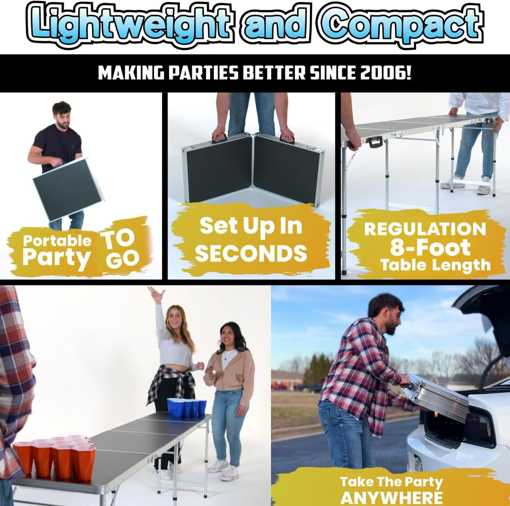 8-Foot Regulation Length Folding Table w/Optional Cup Holes, LED Lights, Cust...