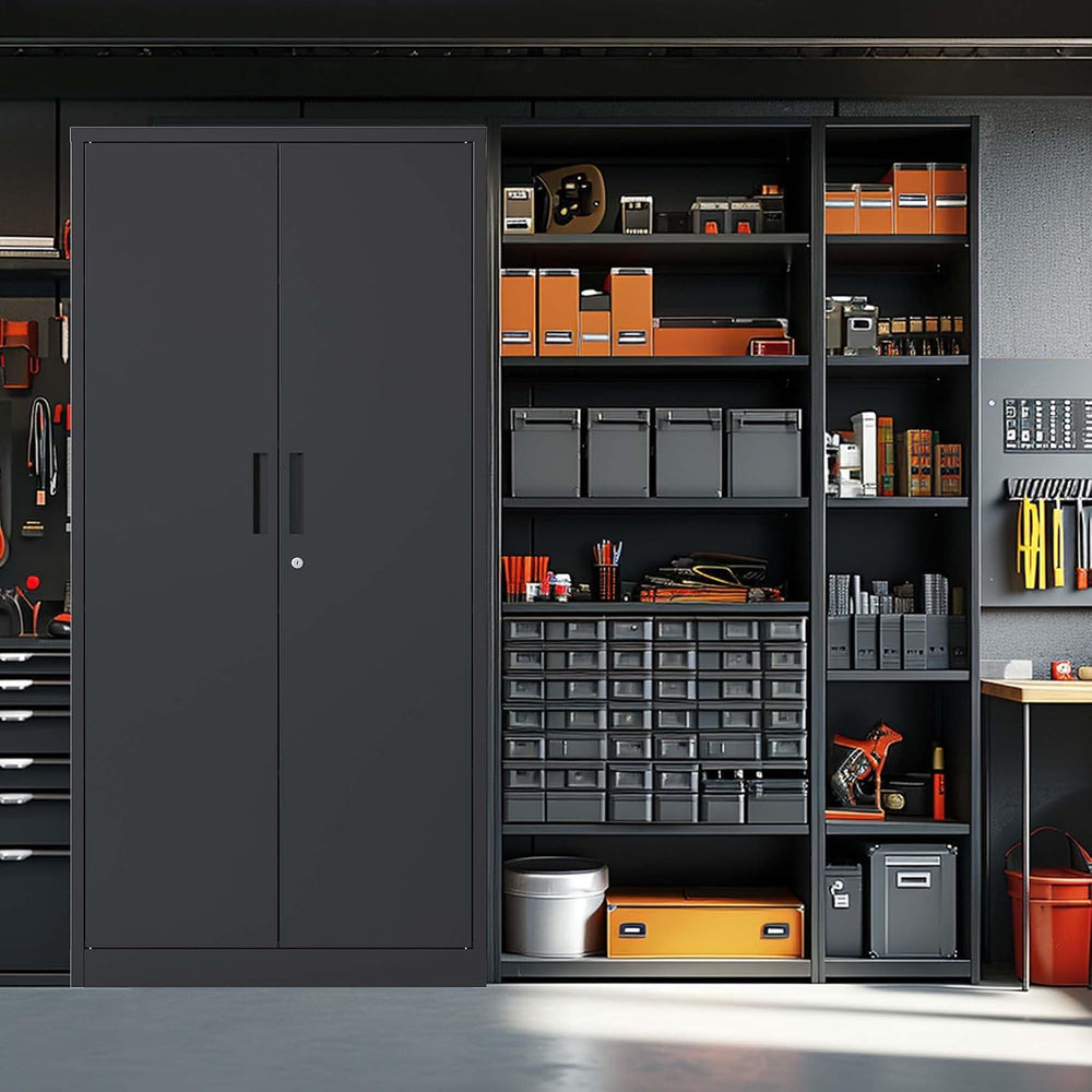 Lockable Cabinet Metal Storage Cabinet, 69" Locking Metal Storage Cabine...