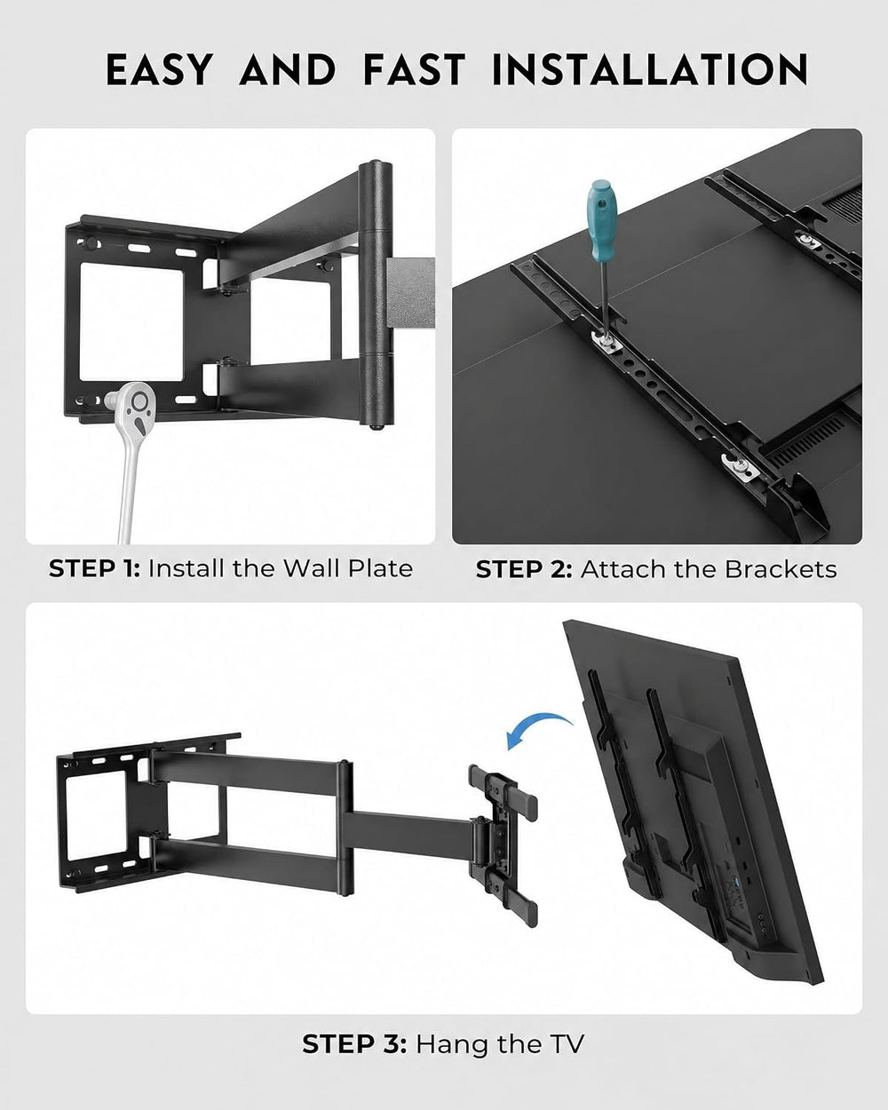 BONTEC Corner TV Wall Mount with Extra Long 40.9” Extension Arm,Tilt Swivel |...