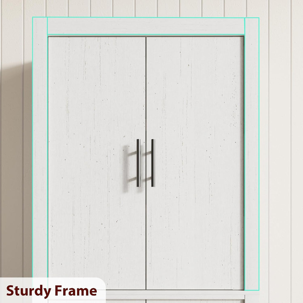 70.45'' Multi-Use Farmhouse Pantry: Kitchen Pantry Cabinet with 4-Doo...