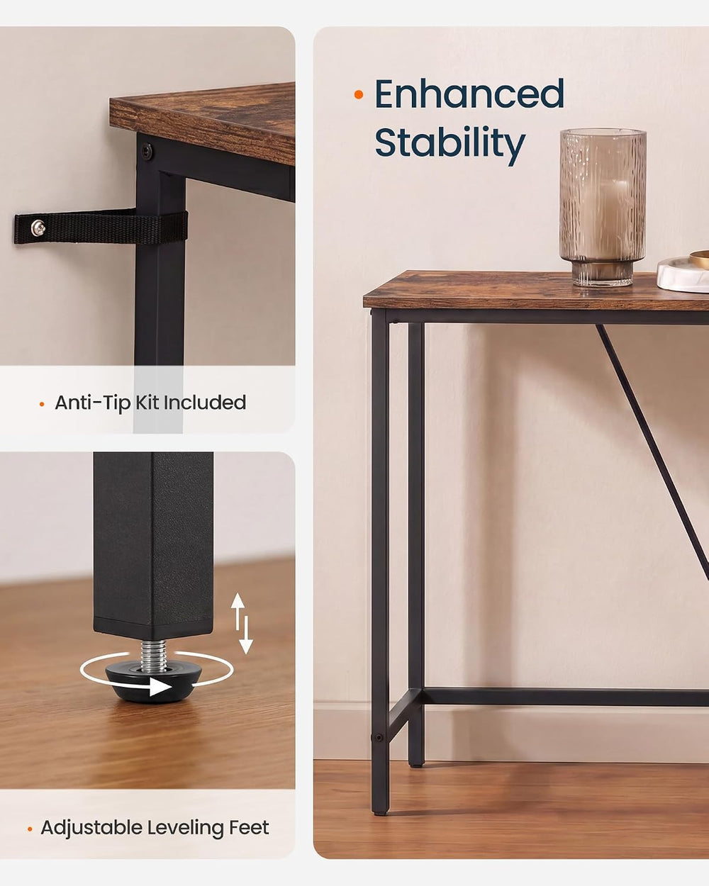 SONGMICS HOME Entryway Console Table, Behind Couch Table, for Living Room, Be...
