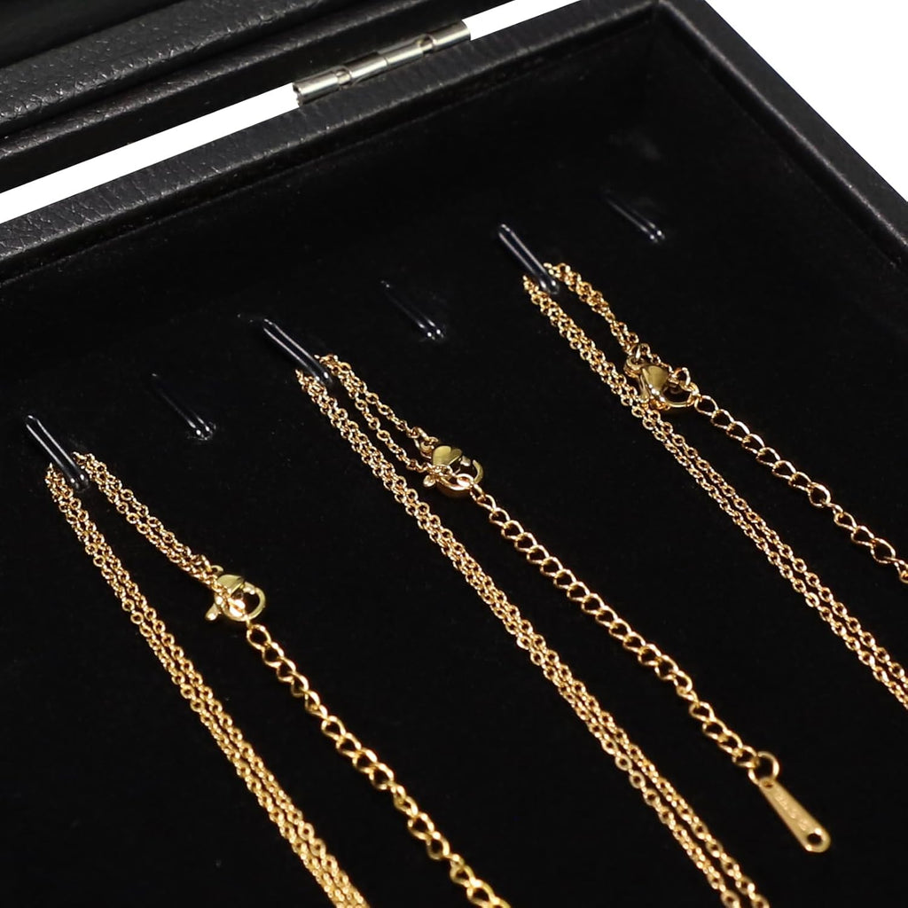 Wudygirl Necklace Organizer 20 Hooks Jewelry Organizer Jewelry Display Stackable Glass Top Lockable Black Velvet Boxes(Necklace Tray)