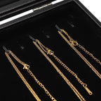 Wudygirl Necklace Organizer 20 Hooks Jewelry Organizer Jewelry Display Stackable Glass Top Lockable Black Velvet Boxes(Necklace Tray)