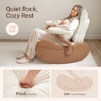 MAMAZING Nursery Rocking Chair Glider with Ottoman for Breastfeeding, Nursing Chair with Removable Cover for Mom, Reading Chair for Bedroom, Living Room(Brown/Beige)