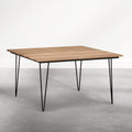 SIMPLIHOME Hunter Dining Table - 54 inch Wide Solid Mango Wood Square Dinner Table in Light Earthtone, Industrial Dining Room Table with Black Hairpin Legs and Natural Wood Grain, Seats 8
