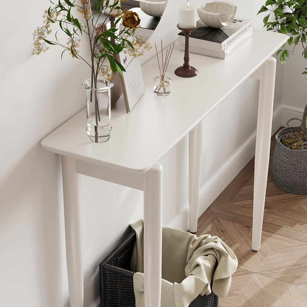 AQIMUELE Wood Console Table White Entryway Table, Thin Console Table, Sofa Ta...