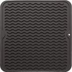 Silicone Dish Drying Mat for Multiple Usage,Easy clean,Eco-friendly,Heat-resistant Silicone Mat for Kitchen Counter or Sink,Refrigerator or Drawer liner Coffee M 12 inches x 12 inches