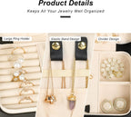 Small Jewelry Box, Travel Jewelry Case Portable Jewelry Boxes for Women, 2-Layer Mini Jewelry Travel Organizer, Gift for Women Girls,Black B