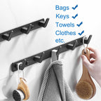 Gxfctys Coat Rack Wall Mount, Modern Wall Hooks for Hanging Coat Clothes Hats Bags with 5 Hooks, Space Aluminum Black Towel Hooks for Kitchen Entryway Bathroom Bedroom (5 Hooks, Style 1)