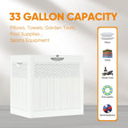 ZYJOYY 33 Gallon Resin Deck Box, Weatherproof Outdoor Storage Box for Patio, Garden and Yard, Lockable Waterproof Bin for Tools, Cushions, and Accessories, White