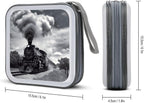 Steam Train Clouds CD Case with Zipper 40 Capacity DVD Case Holder Hard Plastic DVD Disc Storage Box Portable Disc Storage Organizer CD Wallet Bag Media Disc Wallet for Car Home